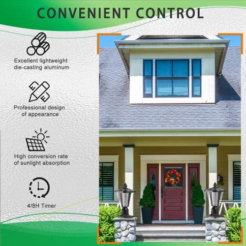 Solar Pillar Headlights With Dimmable LEDs 1-pack - Velora