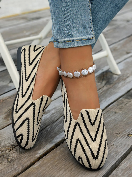 Chevron Pattern Flat Slip-Ons - Velora