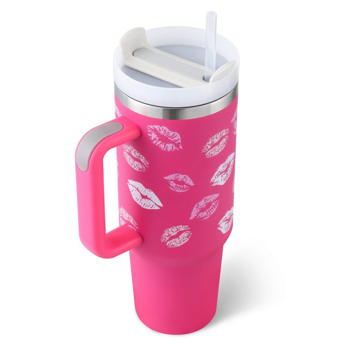 40 Oz Tumbler With Handle Straw Insulated, Stainless Steel Spill Proof Vacuum Coffee Cup Tumbler With Lid Tapered Mug Gifts For Valentine Lover Suitable For Car Gym Office Travel - Velora