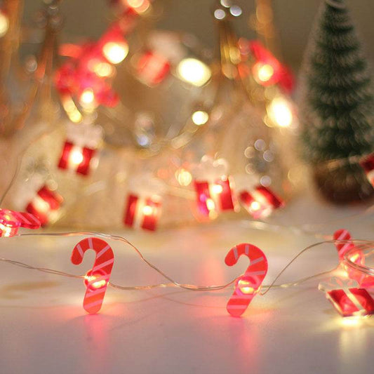 Christmas Gift Bell Christmas Tree Elk Maple Leaf Crutch Christmas Decoration Fastener Copper Wire Lamp Christmas Decoration For Home - Velora