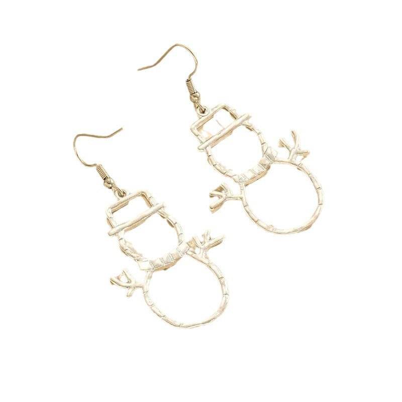Personalized Snowman Earrings And Pendant Fashion Simple Christmas Hollow Necklace For Women Jewelry - Velora