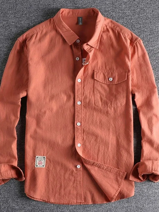 Men's Plus Size Button Down Long Sleeve Shirt - Velora