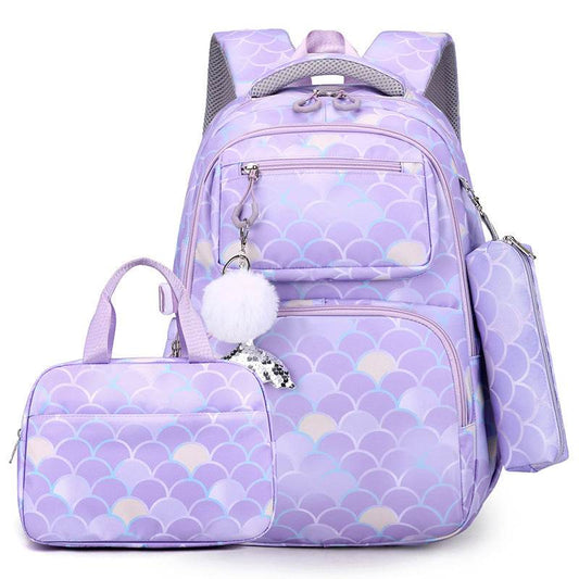 3 in 1 set Primary School Girls Backpack Lunch Bag and Pencil Pouch - Velora