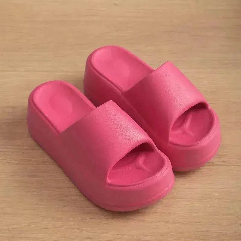 7cm High Heel Flat Slippers Summer Solid Color Non-slip Floor Home Shoes Outdoor Garden Slippers For Women - Velora