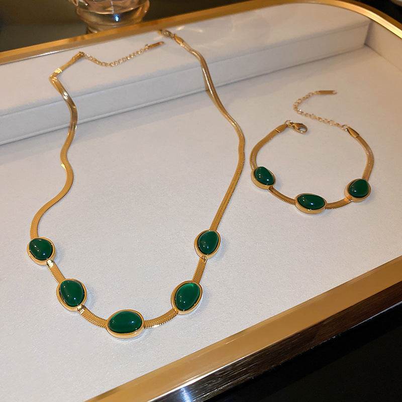 Fashion Jewelry Green Stone Crytal Snake Chain Multilayer Necklace For Women Pendant Boho Fashion Jewelry Gift - Velora