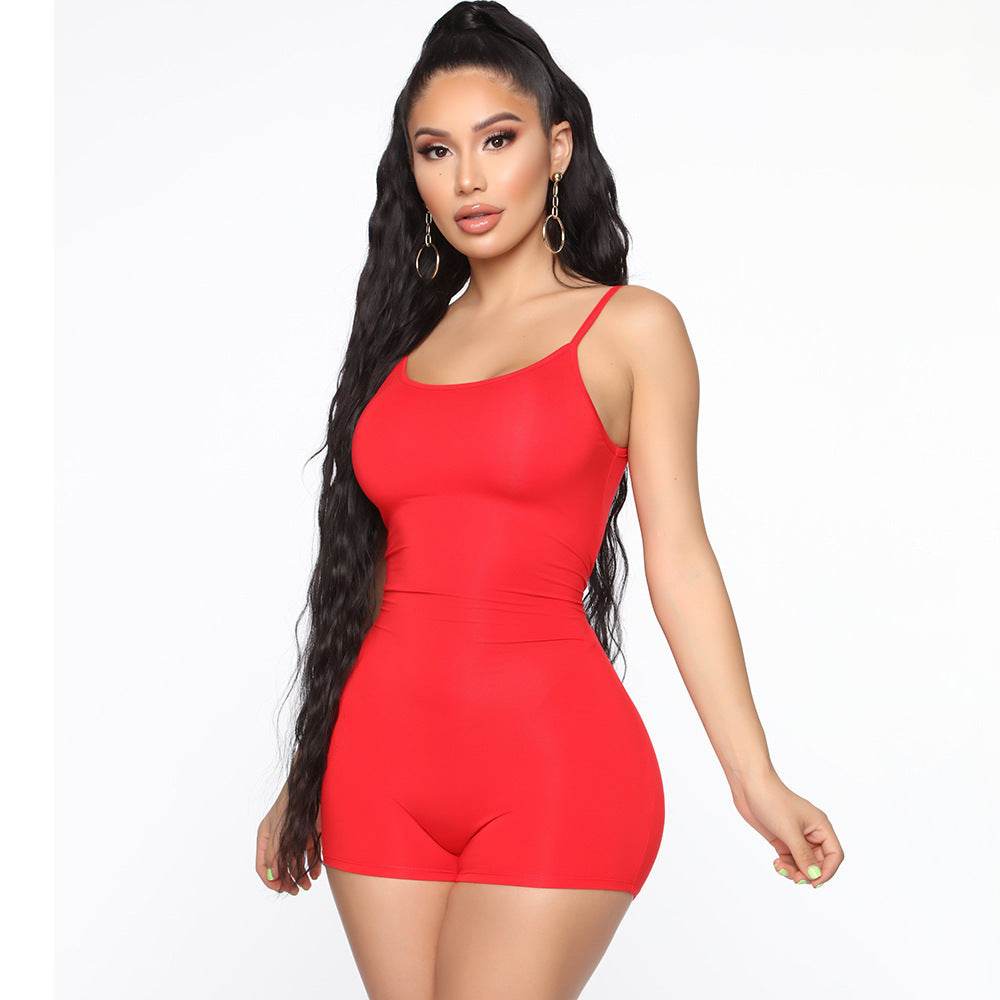Women's One piece Athleisure wear Sleeveless Suspender Workout Yoga Short Jumpsuit - Velora