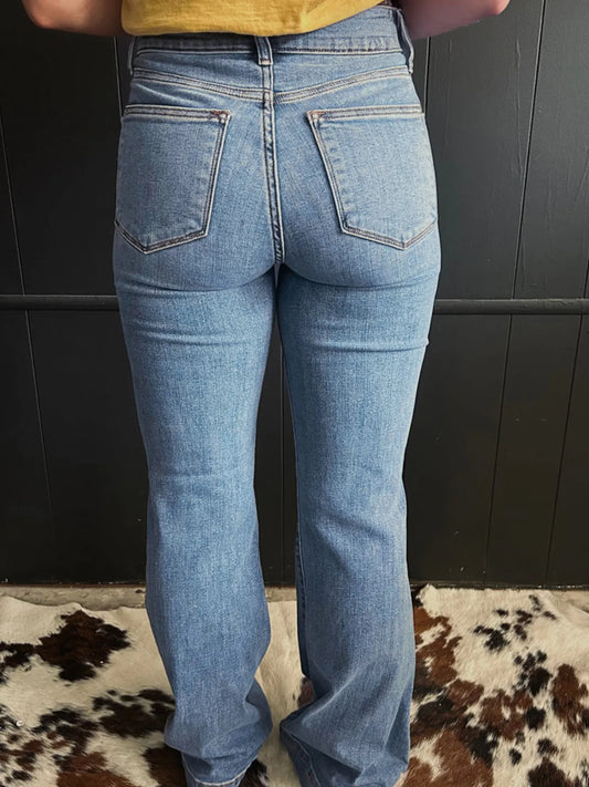 High-Waisted Flare Jeans with Seam Detail - Velora
