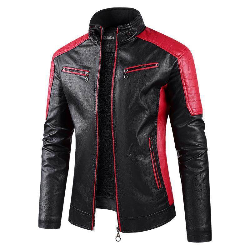 European Size Autumn And Winter Leisure Leather Men's Coat Fleece-lined - Velora