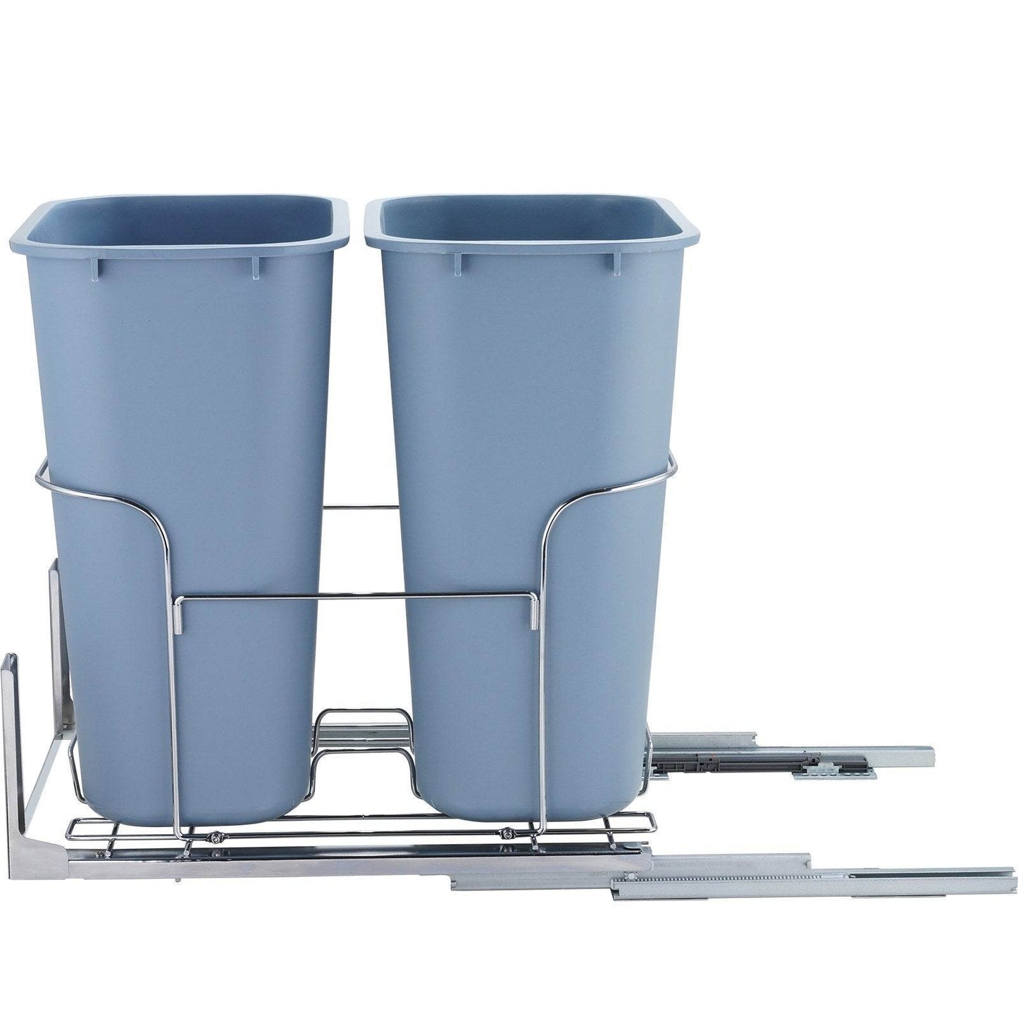 Pull-Out Trash Can, 35Lx2 Double Bins, Under Mount Kitchen Waste Container With Slide And Door Mounting Kit, 110 Lbs Load Capacity Heavy Duty Garbage Recycling Bin For Kitchen Cabinet, Sink - Velora