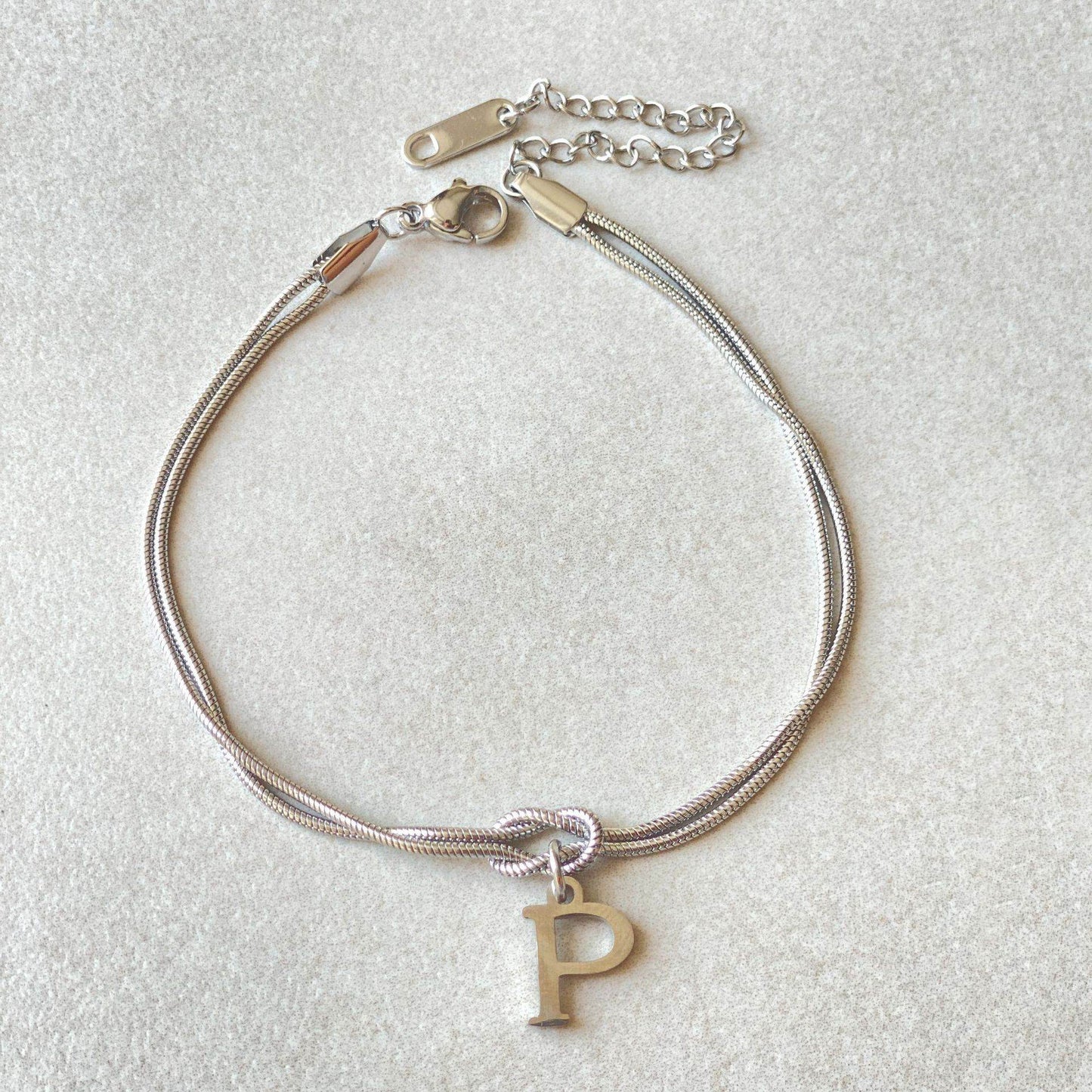 New Letter A-Z Love Knot Bracelets For Women Couple Gold Color Dainty Snake Chain Charm Bracelet Stainless Steel Jewelry Gift Valentine's Day Gifts - Velora
