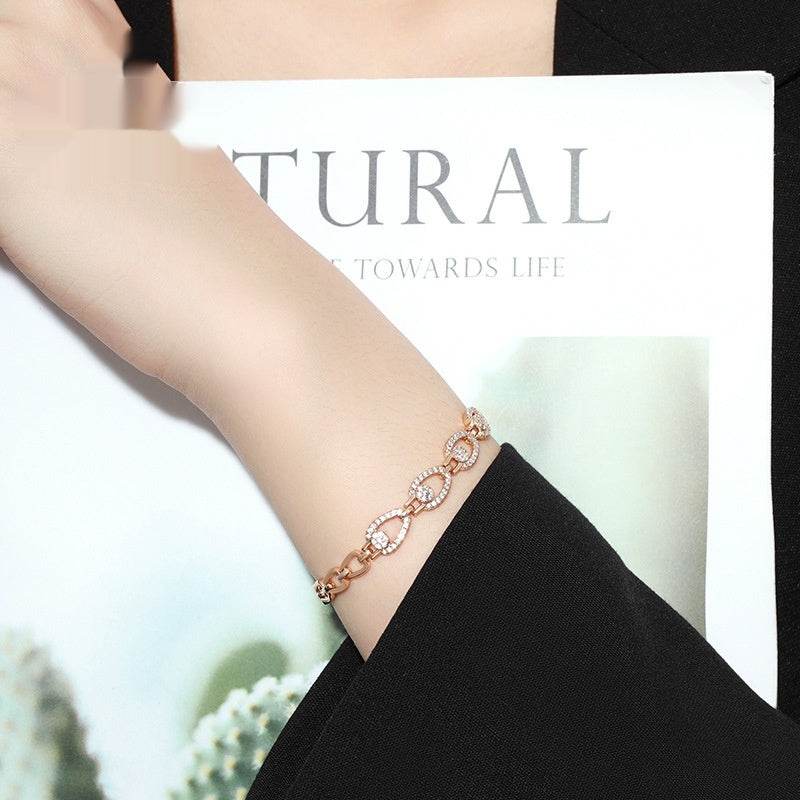 European And American Entry Lux Wind Personalized Bracelet Micro Inlaid Zirconium Hollow Out Stitching - Velora