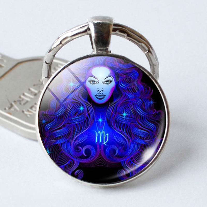 Twelve Constellation Time Stone Metal Keychains - Velora