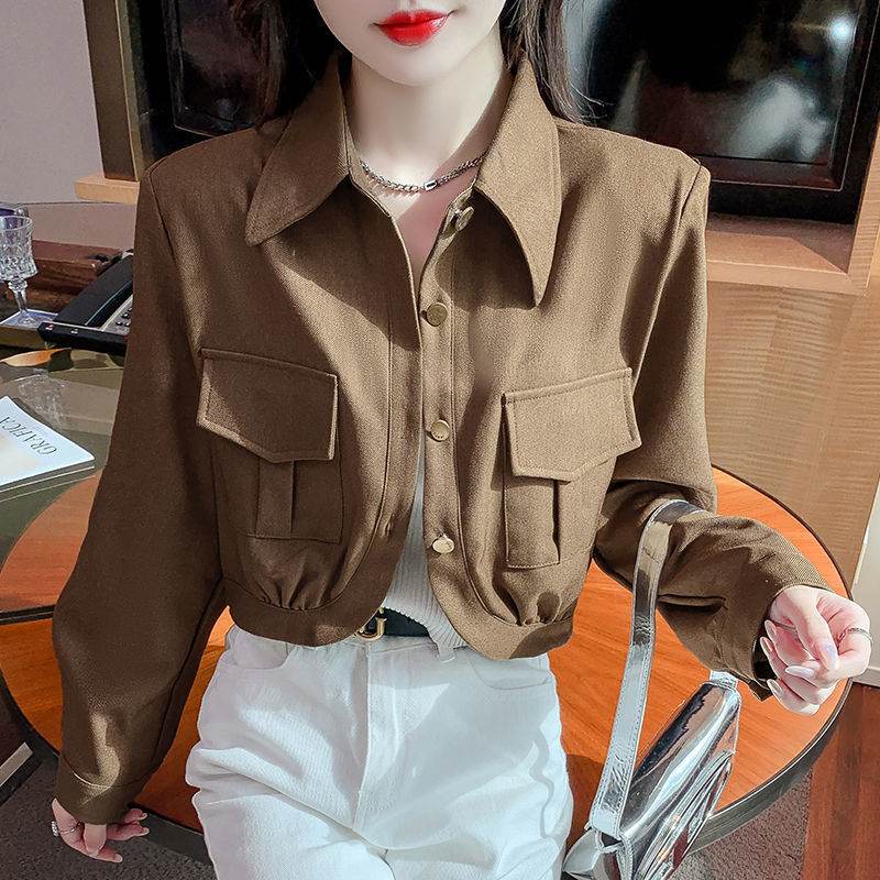 High-end Short Long Sleeve All-match Slimming And Short Sweet Top - Velora