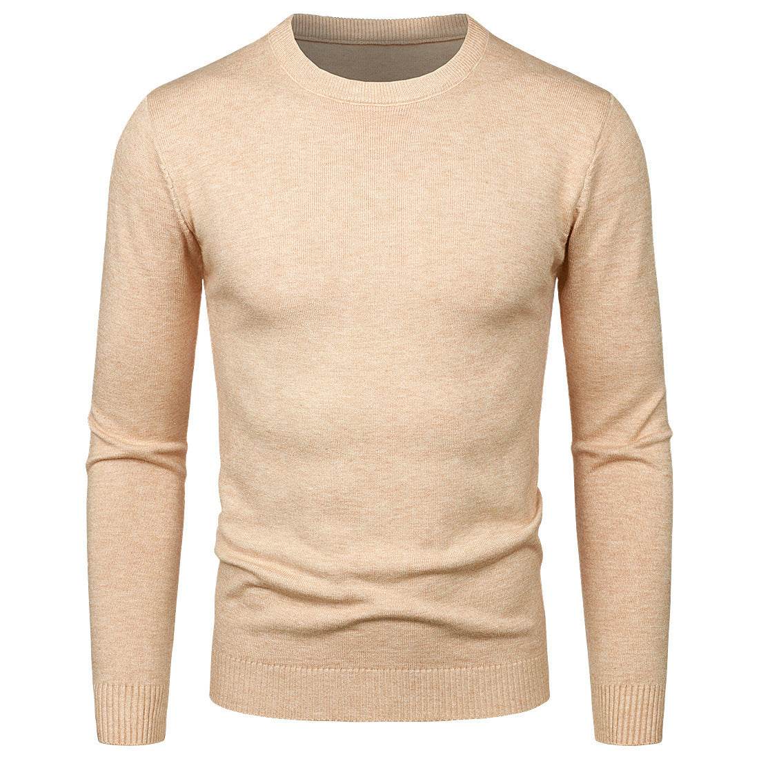 Men's Round Neck Sweater Solid Color Simple Free Size Long Sleeve Sweater - Velora