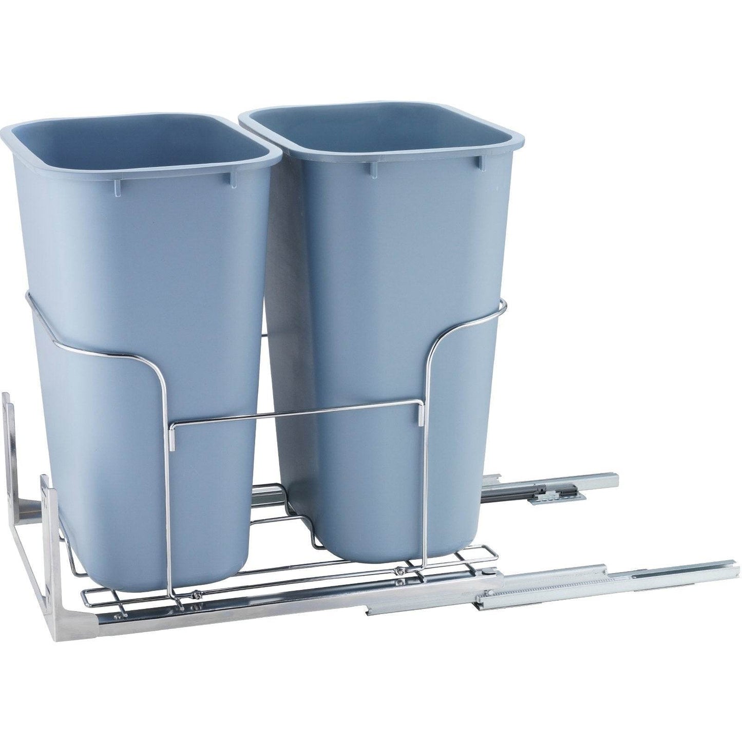 Pull-Out Trash Can, 35Lx2 Double Bins, Under Mount Kitchen Waste Container With Slide And Door Mounting Kit, 110 Lbs Load Capacity Heavy Duty Garbage Recycling Bin For Kitchen Cabinet, Sink - Velora