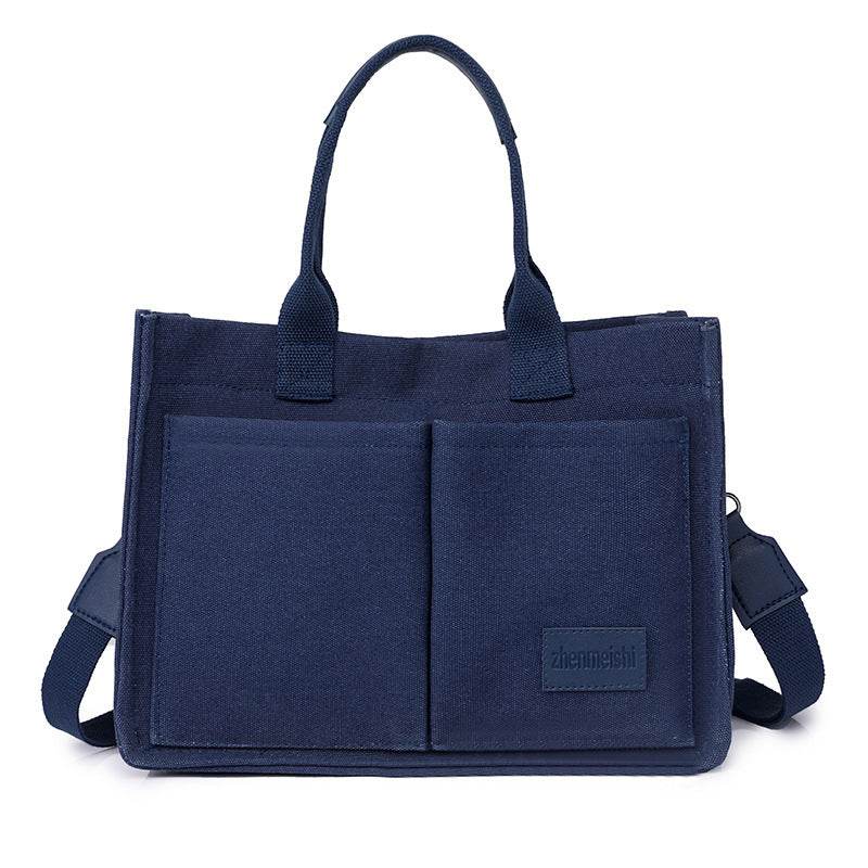 Casual Daily Canvas Tote Shoulder Bags Women Mommy Bag Large Capacity Messenger Multi Pocket Crossbody Chic Reusable Hand Bag - Velora
