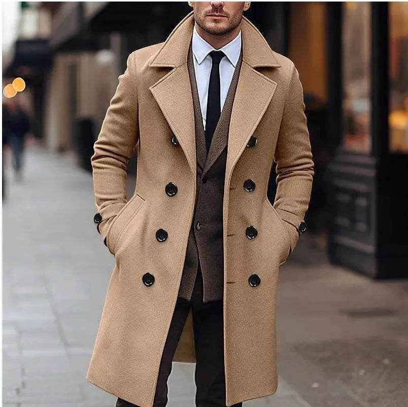 Fall Winter Men Woolen Coat Double Breasted Overcoat for men - Velora
