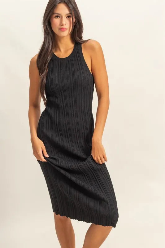 HYFVE Round Neck Bodycon Ribbed Knit Dress - Velora