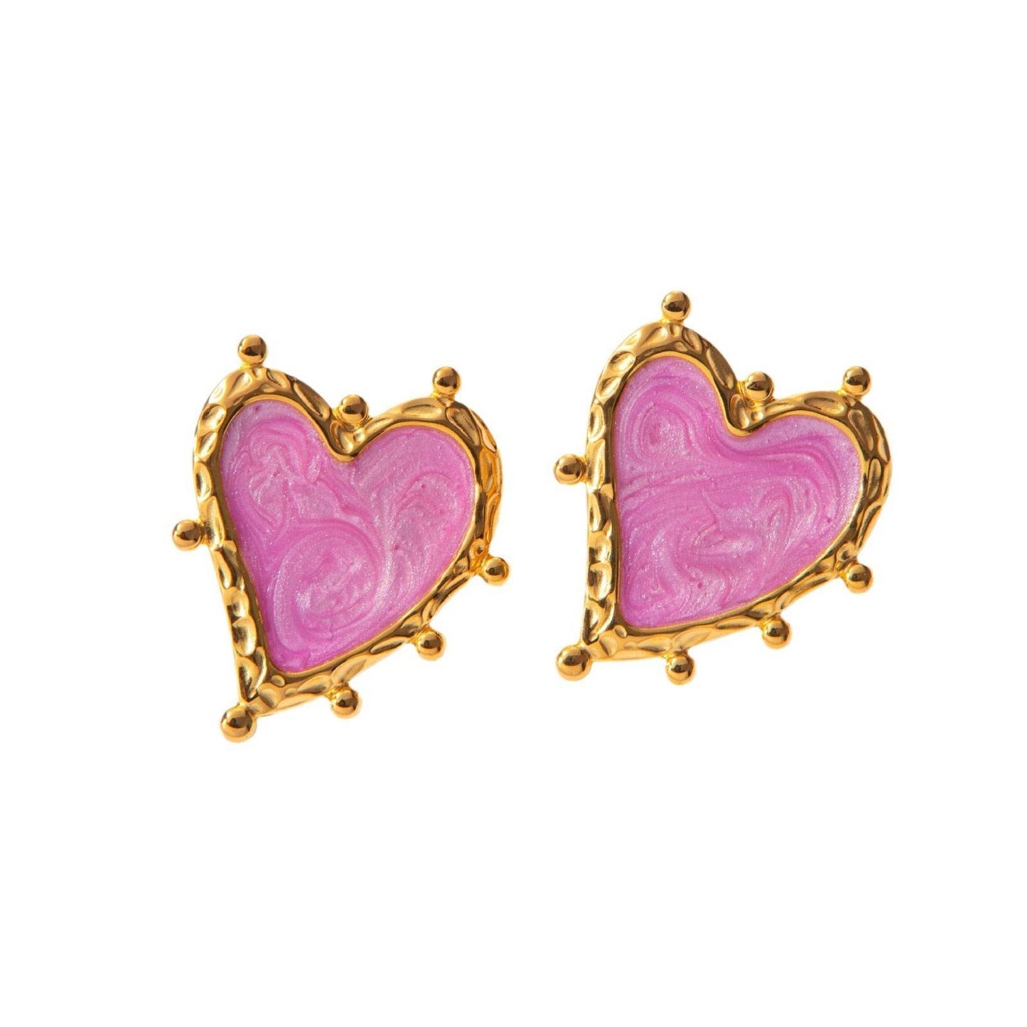 Sweet Magic Purple Love Stainless Steel Retro Fashion Ear Studs Girl Beautiful Love Jewelry Earrings For Women - Velora