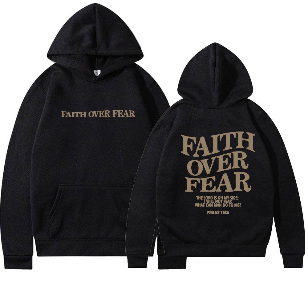 Faith Over Fear Christian Hoodie Christian Sweatshirt Jesus Hoodie Trendy Hoodie Bible Verse Shirt Unisex Aesthetic Clothes - Velora