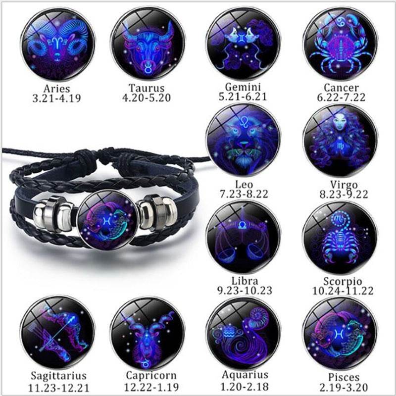 Zodiac Constellation Bracelet Braided Design Bracelet For Men Women Kids - Velora