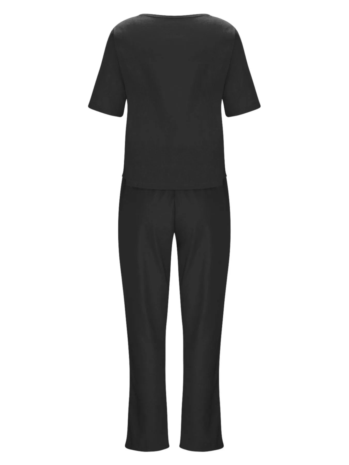 Full Size Round Neck Short Sleeve Top and Pants Set Plus Size - Velora