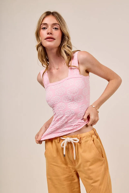 SO ME Two Tone Floral Seamless Tank Top - Velora