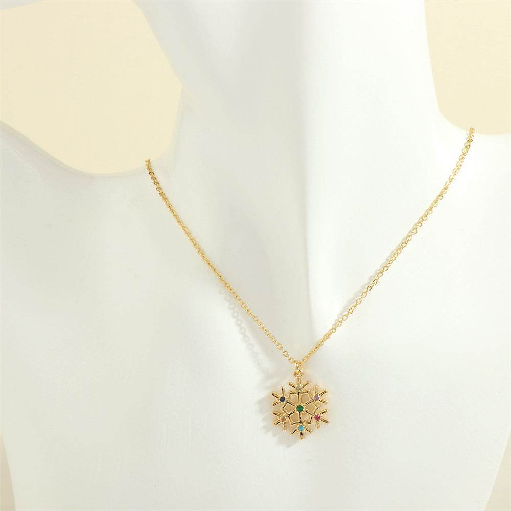 Christmas Tree Santa Claus Elk Snowman Oil-drop Necklace With Colored Rhinestones Ins Festival Clavicle Chain Necklace For Women Jewelry - Velora