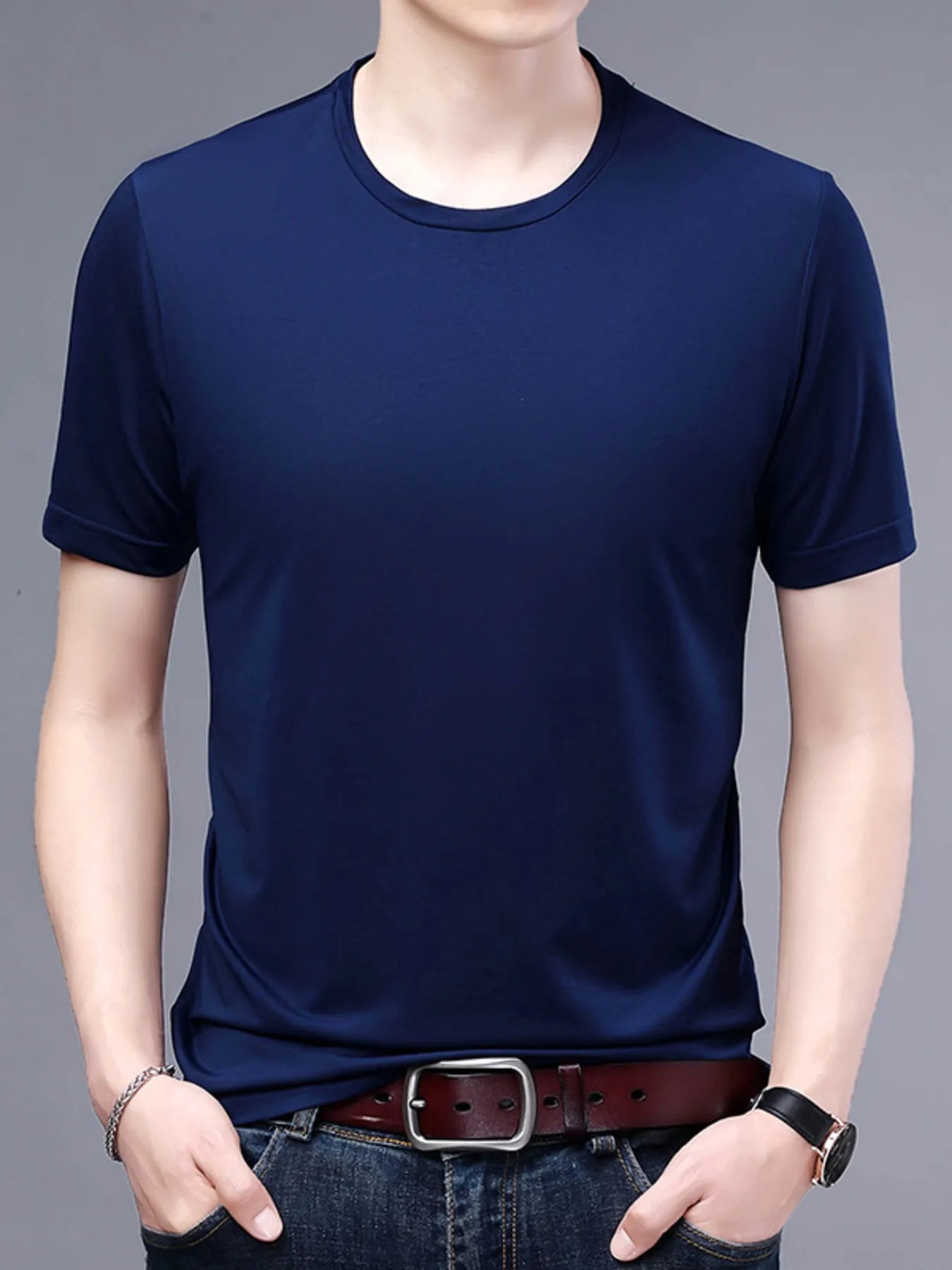 Men's Plus Size Classic Crew Neck Basic T-Shirt - Velora