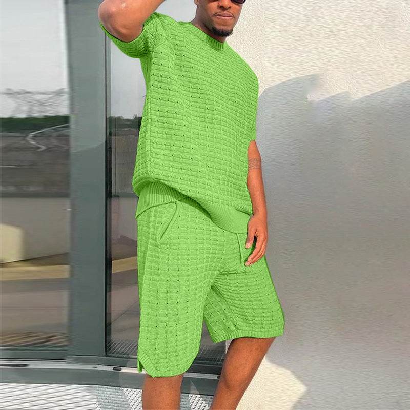 Men's Summer Suit Fashion Loose Men 2 Pieces Outfit Summer Hippie Shirt And Short Set - Velora
