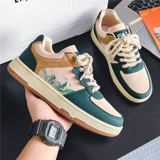 Lace-up Casual Shoes Men Soft Thick Sole Fashion Comfortable Breathable Flats Sneakers Student Platform Outdoor Walking Shoes - Velora
