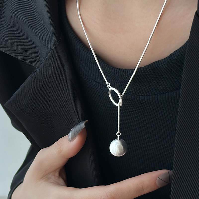 Ins Round Ball Ring Long Necklace Fashion Personality Temperament Sweater Chain Fall Winter Women's Jewelry - Velora