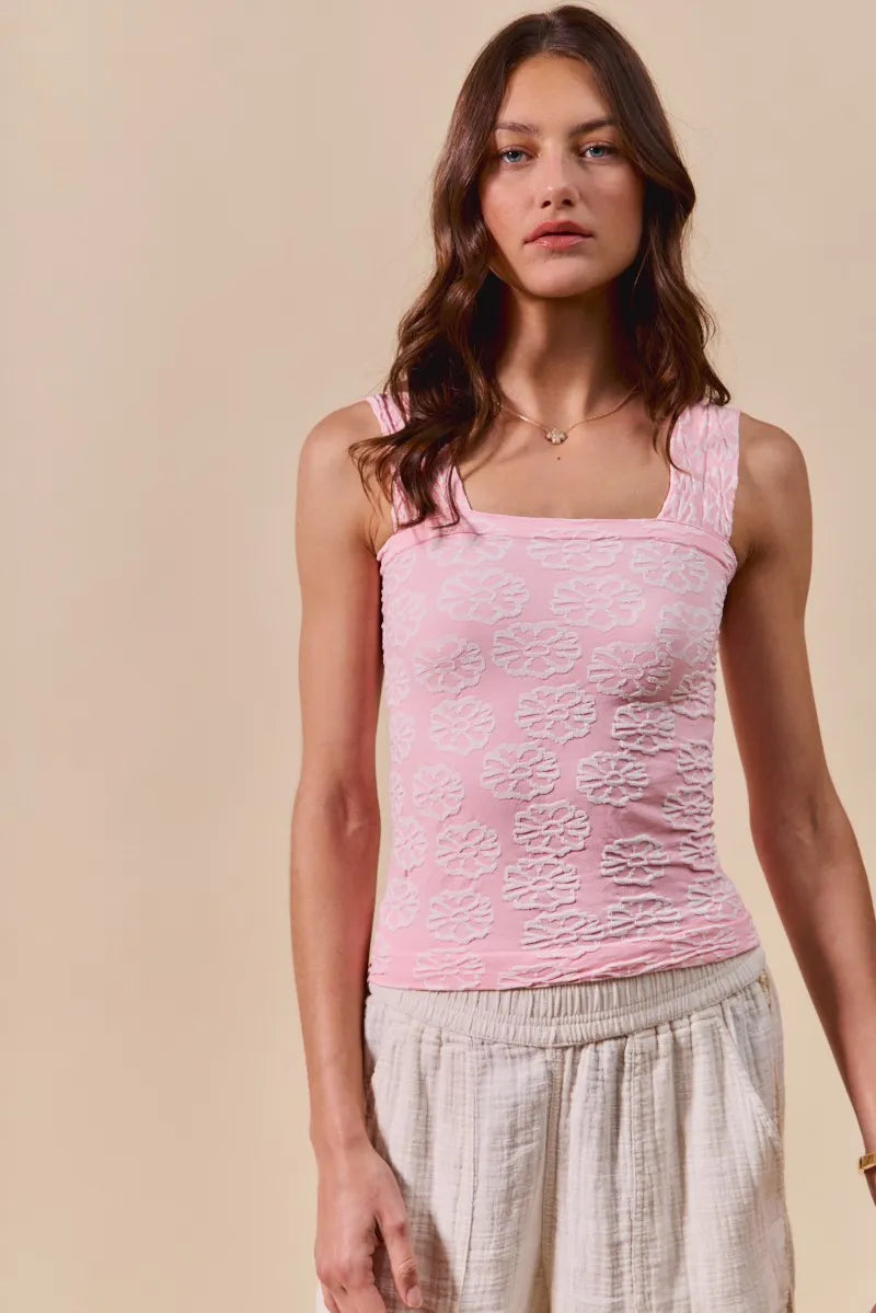 SO ME Two Tone Floral Seamless Tank Top - Velora