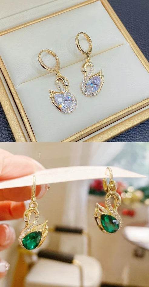 Sweet Rhinestone Swan Earrings Ins Fashion Earrings For Women Jewelry - Velora