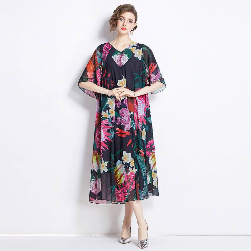 Gentle Elegant Tencel Skirt Elegant Drape Printing - Velora