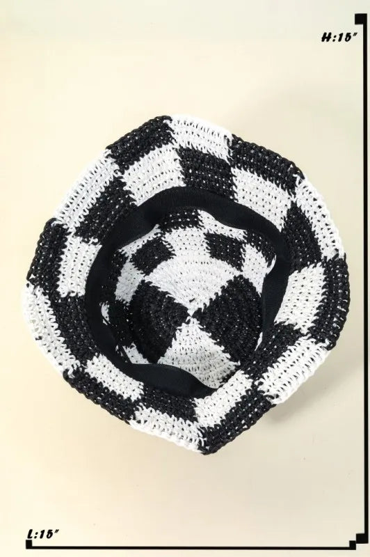 Fame Checkered Pattern Knit Bucket Hat - Velora