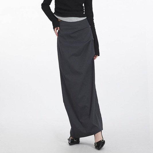 Retro Design Casual Temperament Side Slit long Pencil Skirt for work - Velora