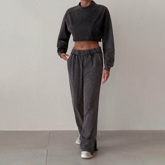 Women's Half Turtleneck Curling Short Street Two-piece Set - Velora