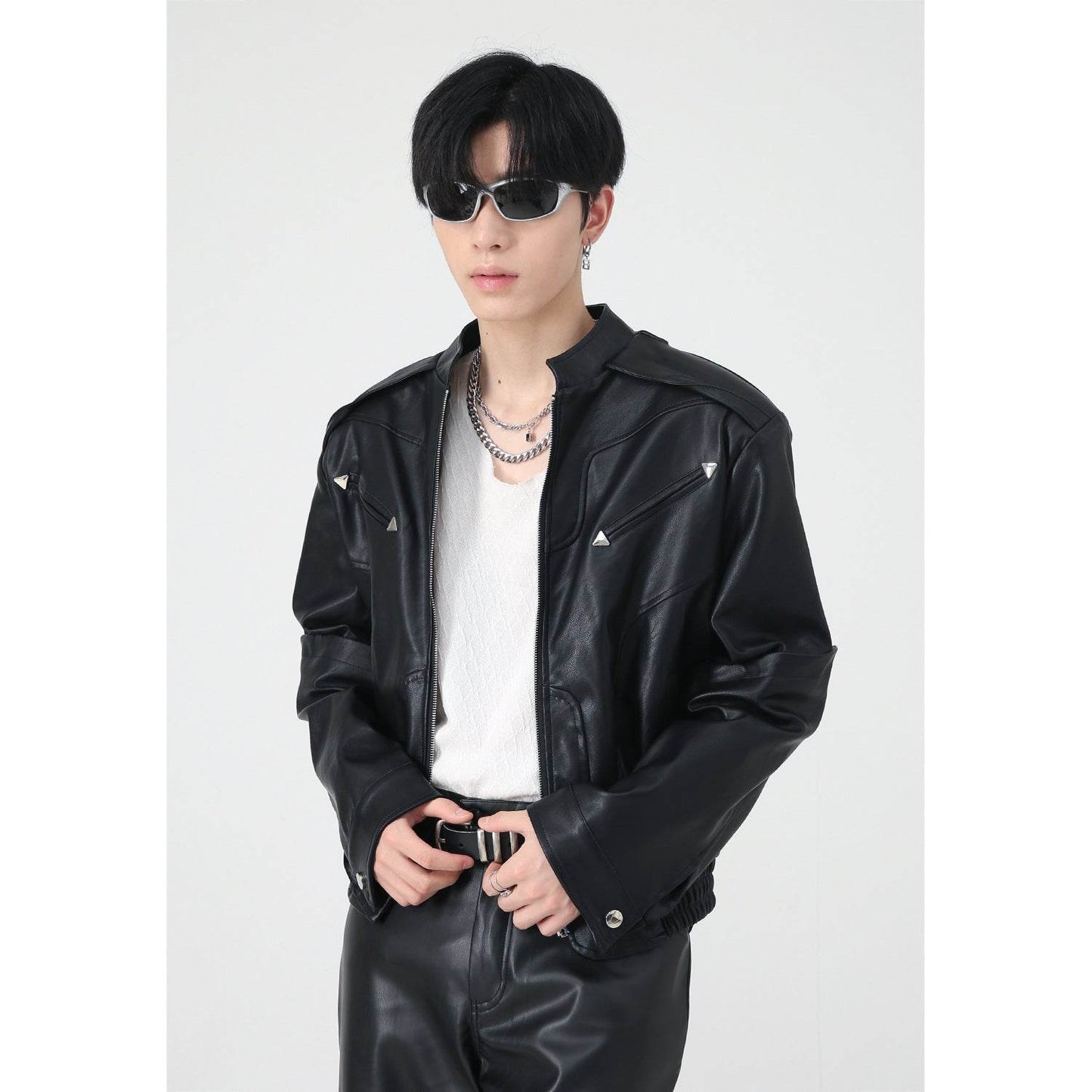 Men's High-grade Short Motorcycle Leather Coat - Velora