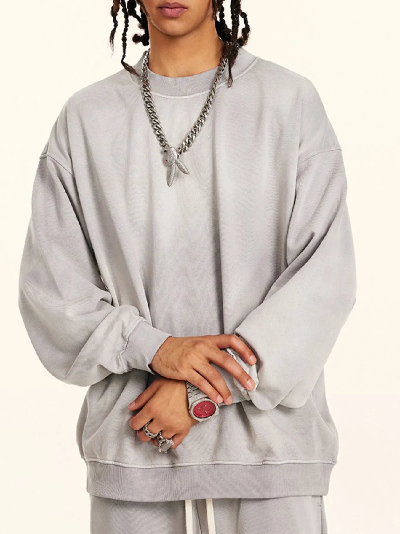 Men's Round Neck Drop Shoulder Sweatshirt - Velora