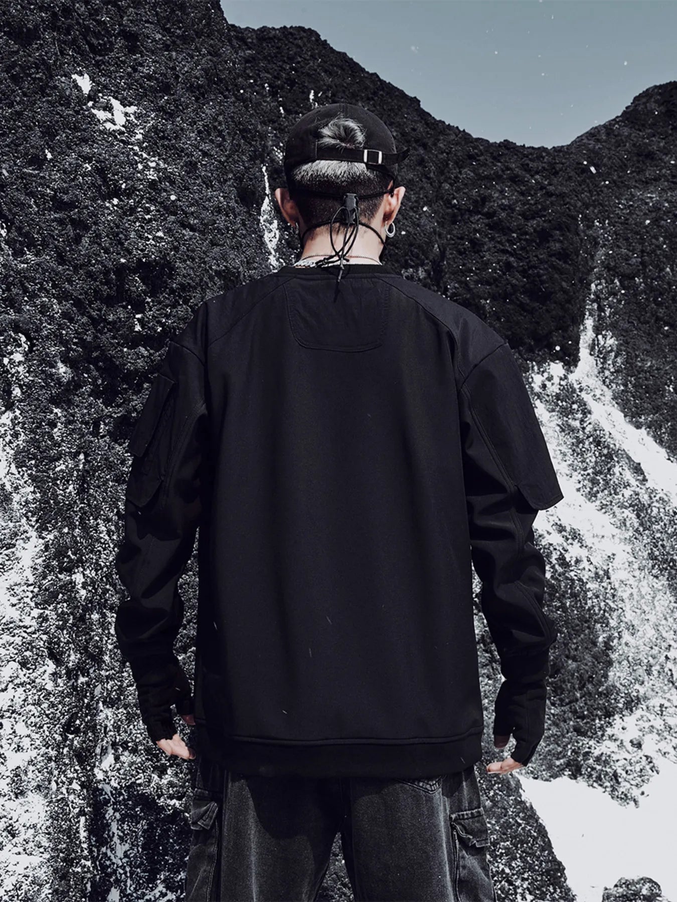 Men's Plus Size Oversized Layered Sleeve Sweatshirt - Velora