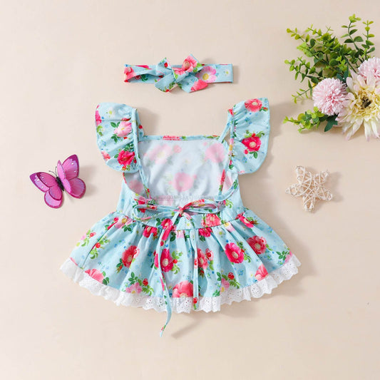 Baby Floral Romper Rompers Jumpsuit Skirt - Velora