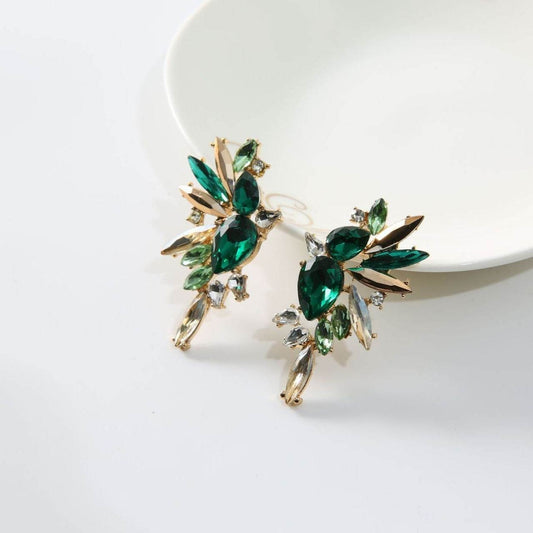 Colorful Luxury Temperament And Fully-jewelled Glass Fashion Geometric Earrings - Velora