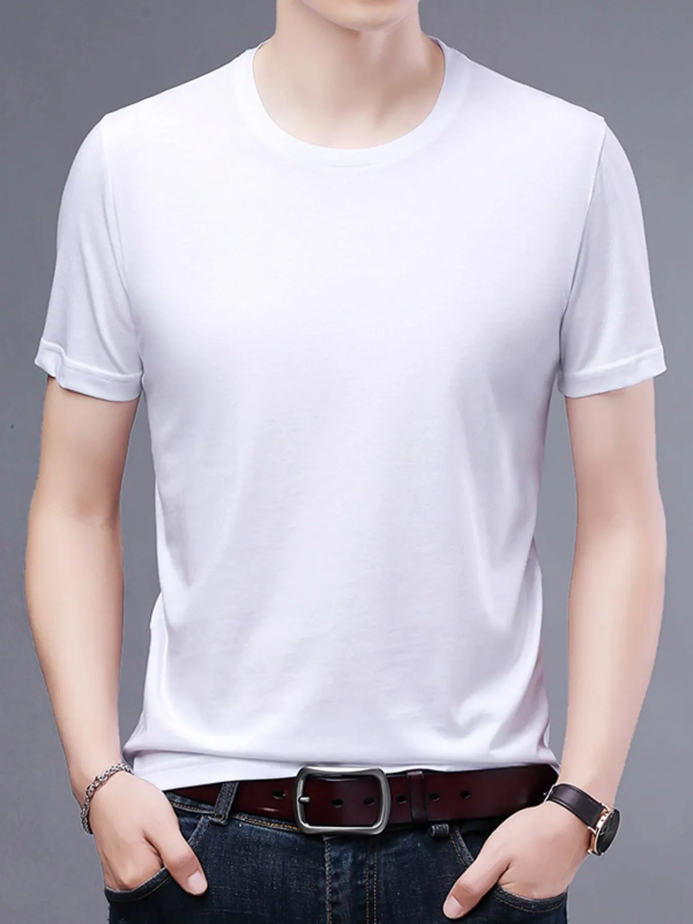 Men's Plus Size Classic Crew Neck Basic T-Shirt - Velora
