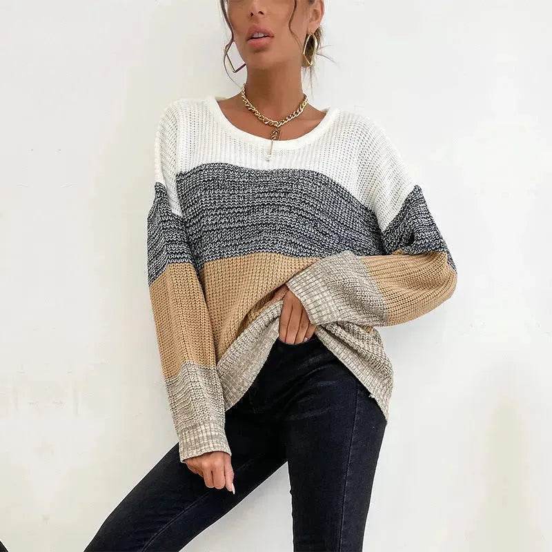 Winter Jacquard Knitted Pullover Sweater Tops for Women - Velora