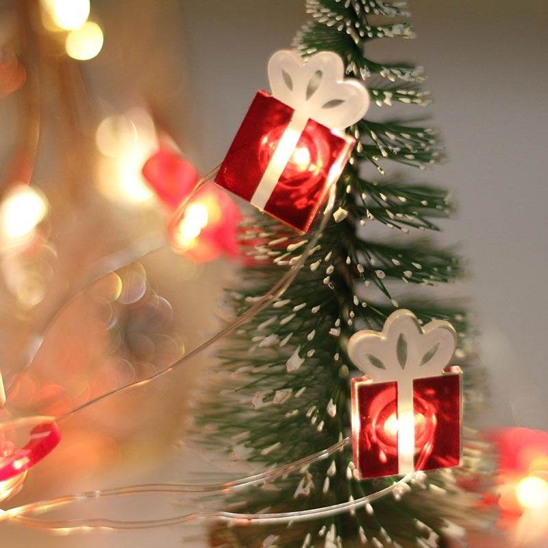 Christmas Gift Bell Christmas Tree Elk Maple Leaf Crutch Christmas Decoration Fastener Copper Wire Lamp Christmas Decoration For Home - Velora