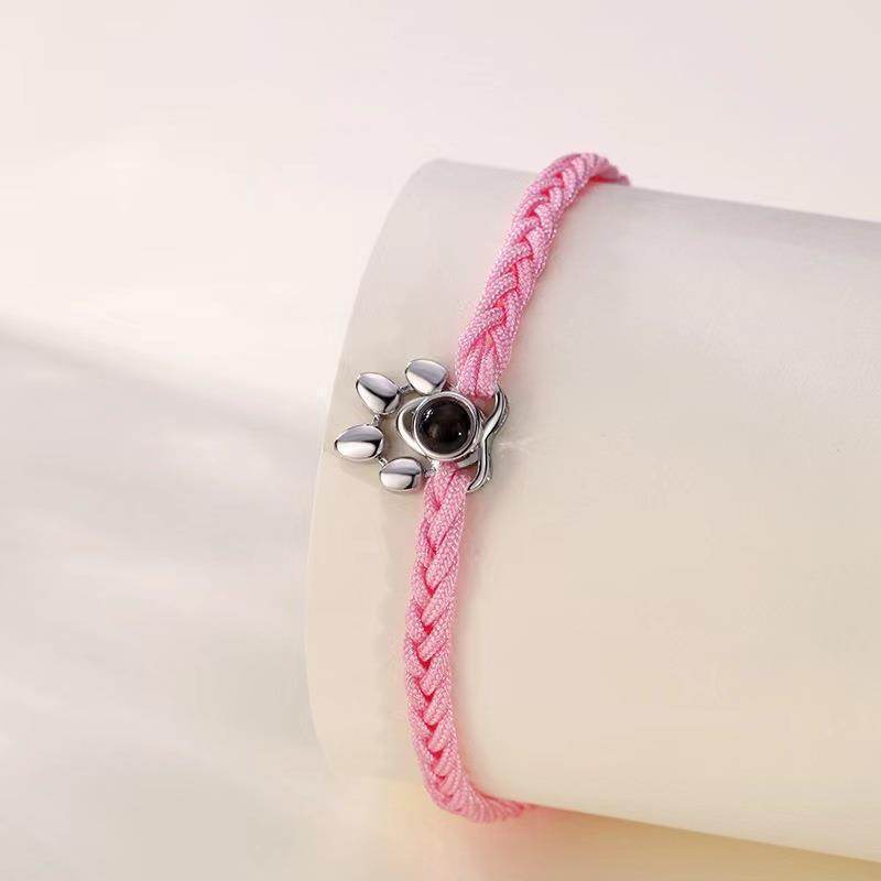 Beaded Personalized Photo Projection Bracelet Custom Photo Dog Paw Bracelet Pet Photo Necklace Cat PawPendant Commemorative Gift - Velora