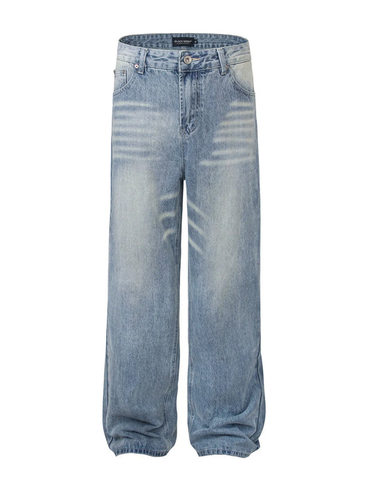 Men's High Waist Wide Leg Washed Jeans - Velora