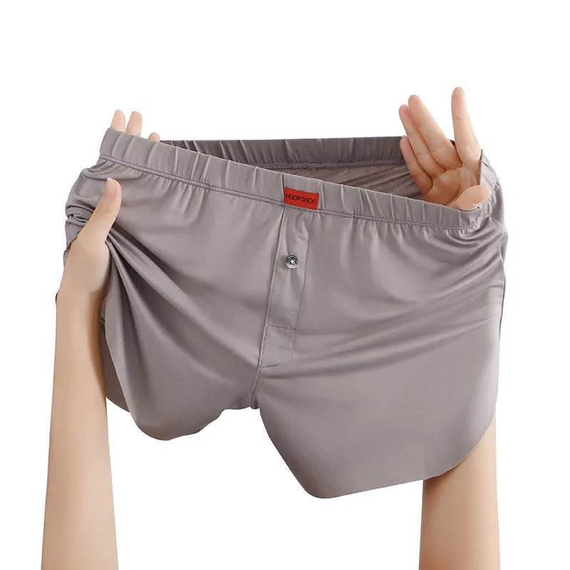 Men's Underwear Solid Color Loose Breathable Ice Silk Boxers - Velora
