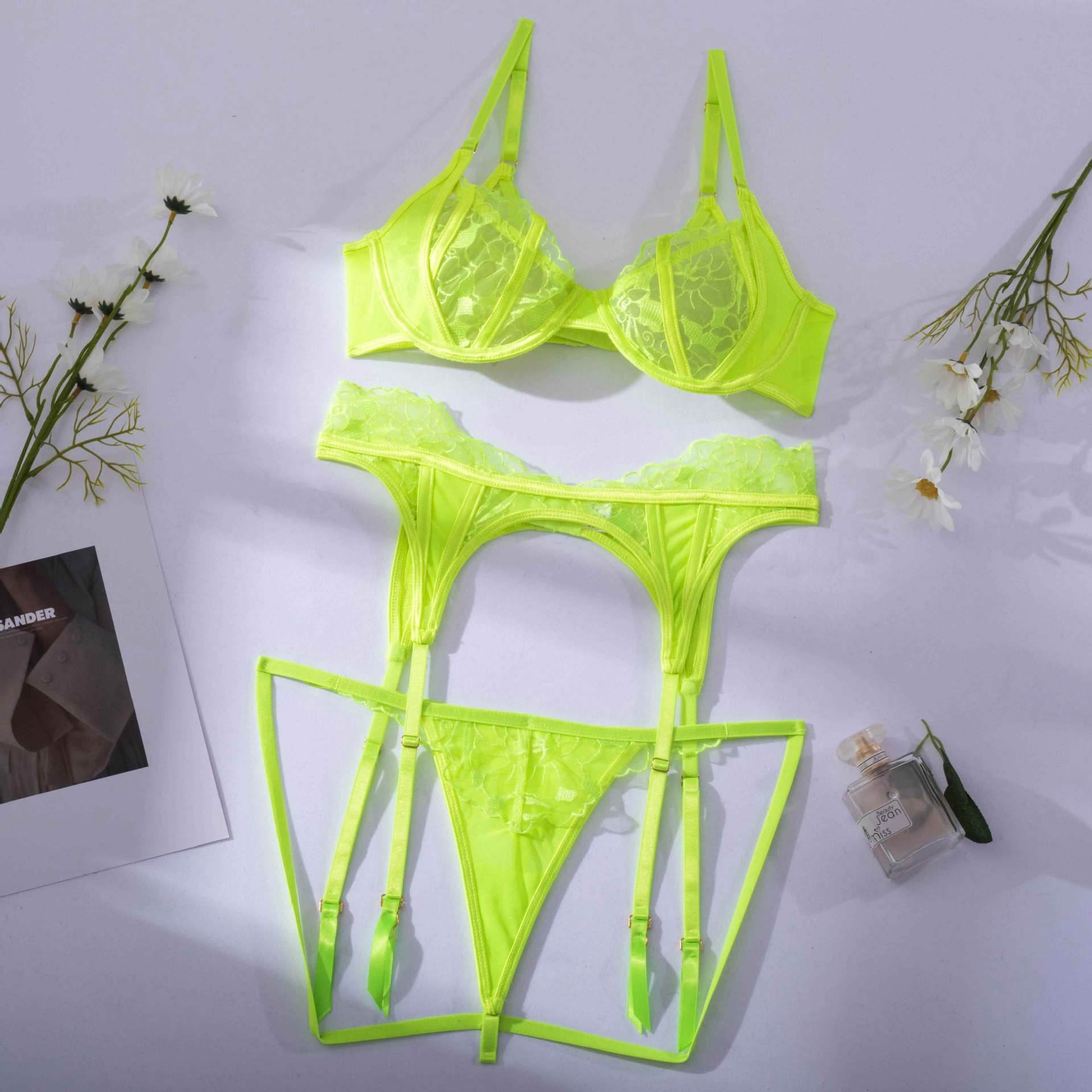 Women's Fashion Embroidered Bra Garter Suit - Velora